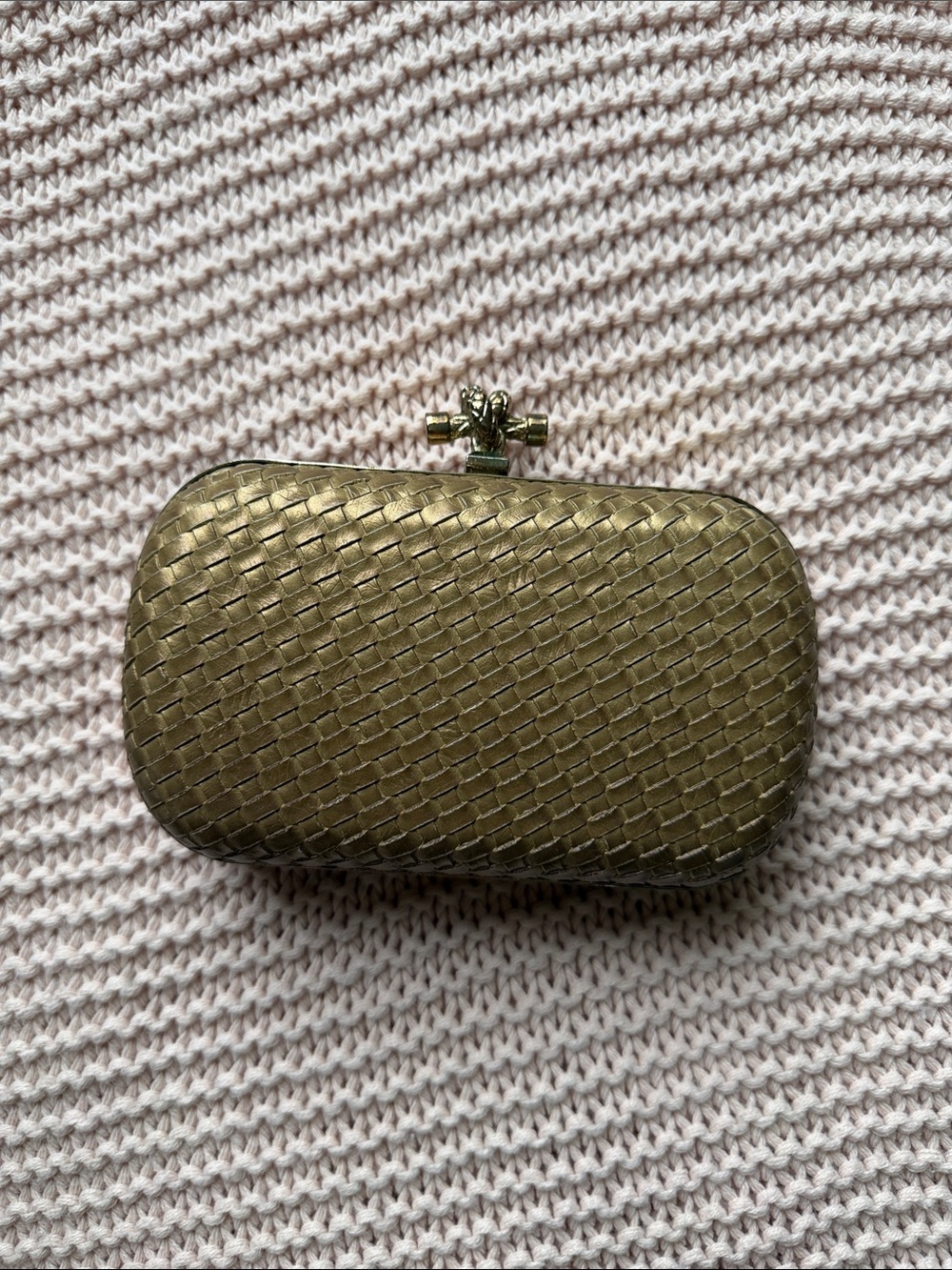 Woven Metallic Clutch - Gold